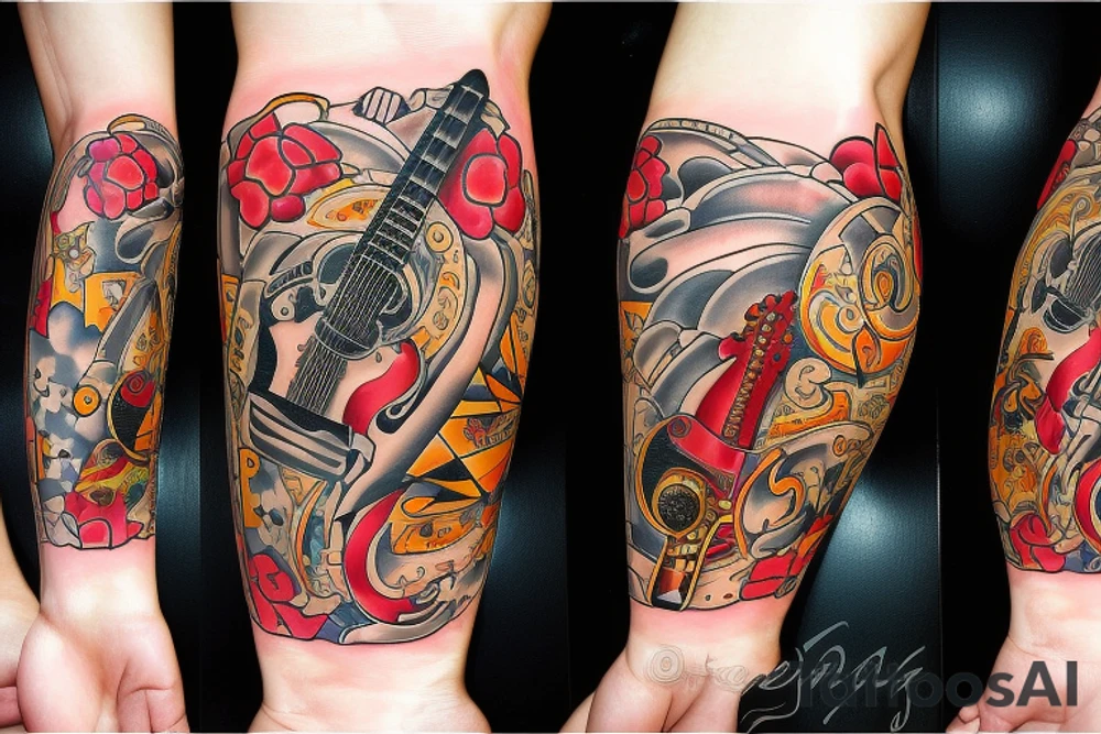 Musician with a guitar in Israel tattoo idea