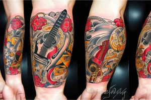 Musician with a guitar in Israel tattoo idea