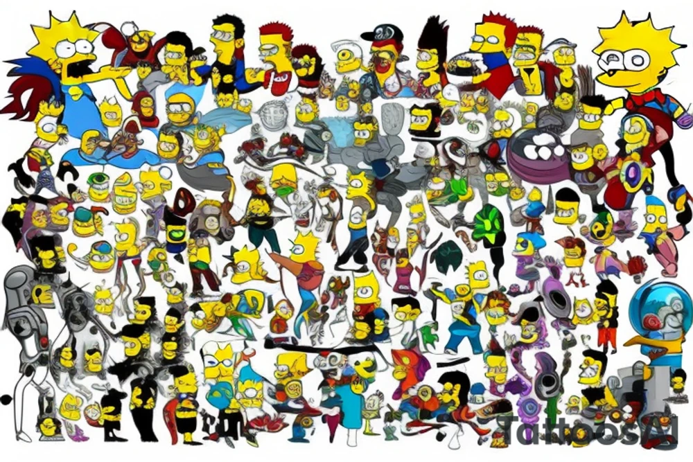 Crossover with cartoon heroes like Simpsons, Griffins, futurama, Rick and Morty, adventure time etc. tattoo idea