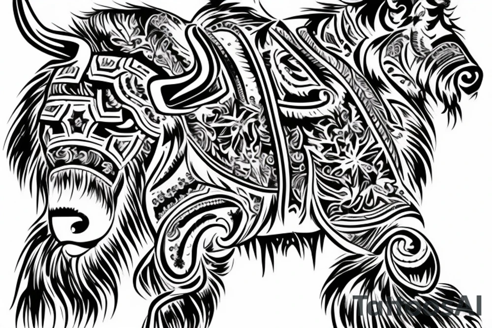 bison with Belasrussian ornament tattoo idea