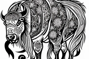 bison with Belasrussian ornament tattoo idea