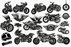 Motorcycle, sky jump, travel, extreme sports tattoo idea