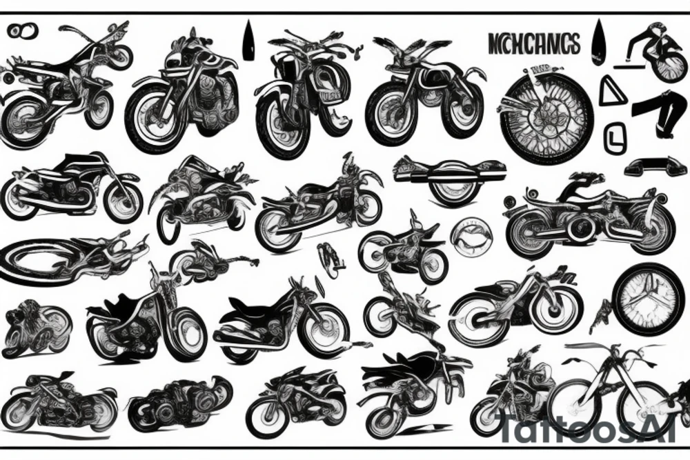 Motorcycle, sky jump, travel, extreme sports tattoo idea