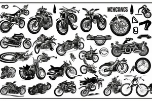 Motorcycle, sky jump, travel, extreme sports tattoo idea