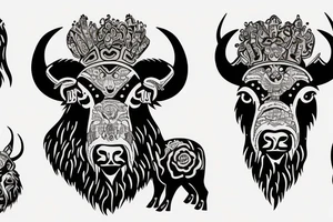 bison with Belasrussian ornament tattoo idea