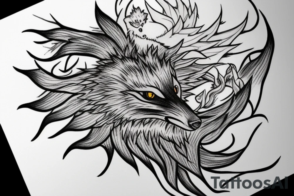 nine - tailed fox tattoo idea