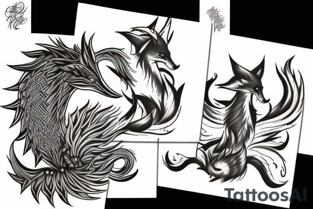 nine - tailed fox tattoo idea