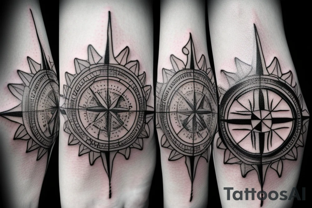 Lion compass jesus cross tattoo idea