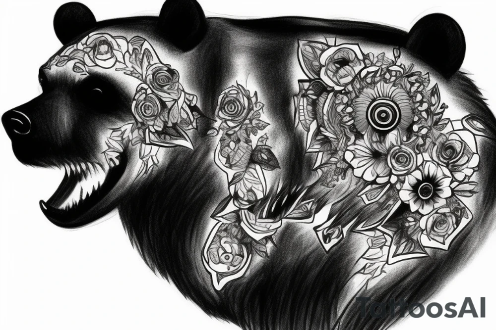 bear in car tattoo idea