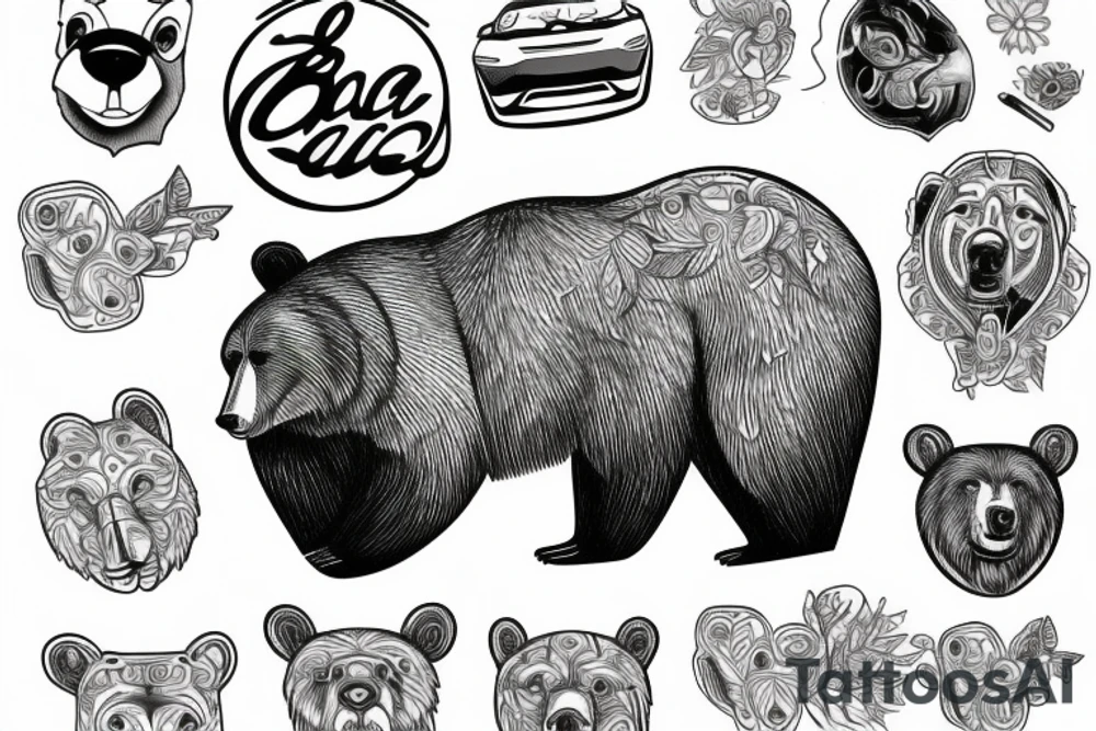 bear in car tattoo idea
