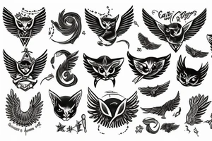 cat with wings tattoo idea