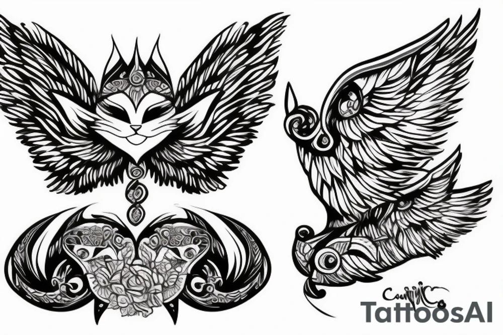cat with wings tattoo idea