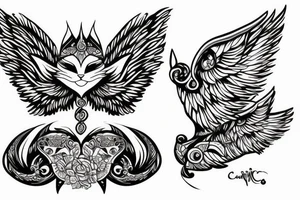 cat with wings tattoo idea