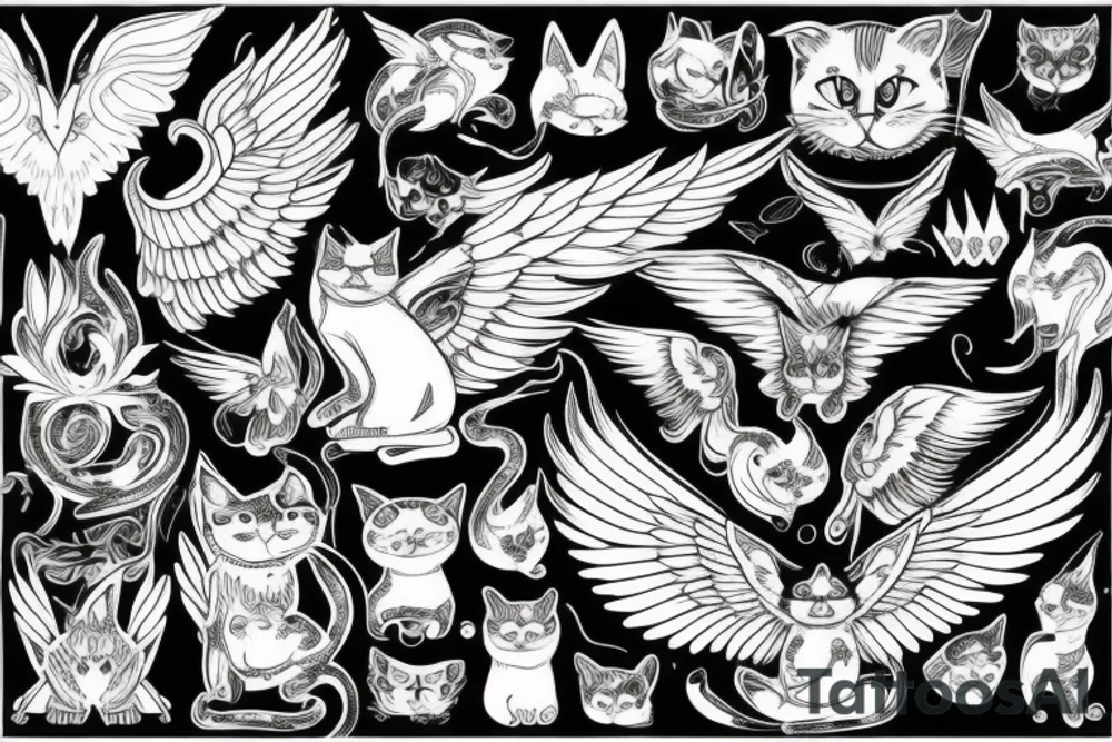cat with wings tattoo idea