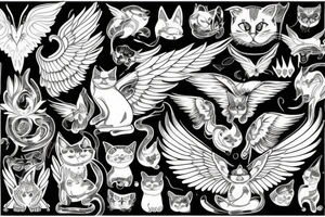 cat with wings tattoo idea