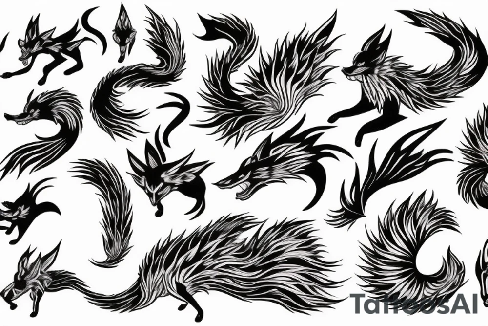 nine - tailed fox tattoo idea