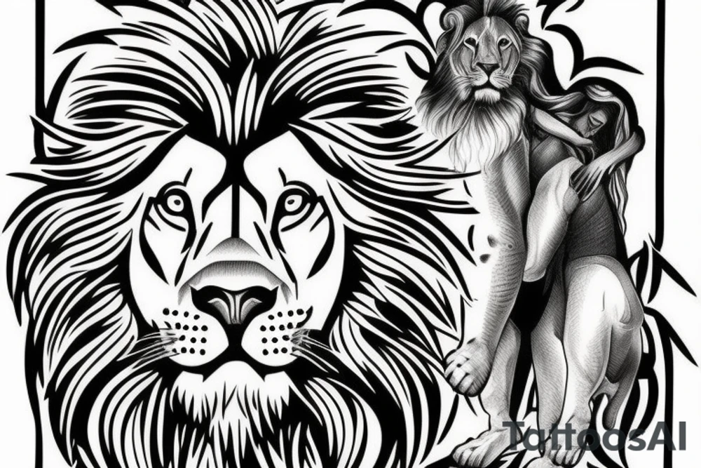 Lion and jesus christ tattoo idea