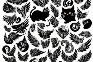 cat with wings tattoo idea