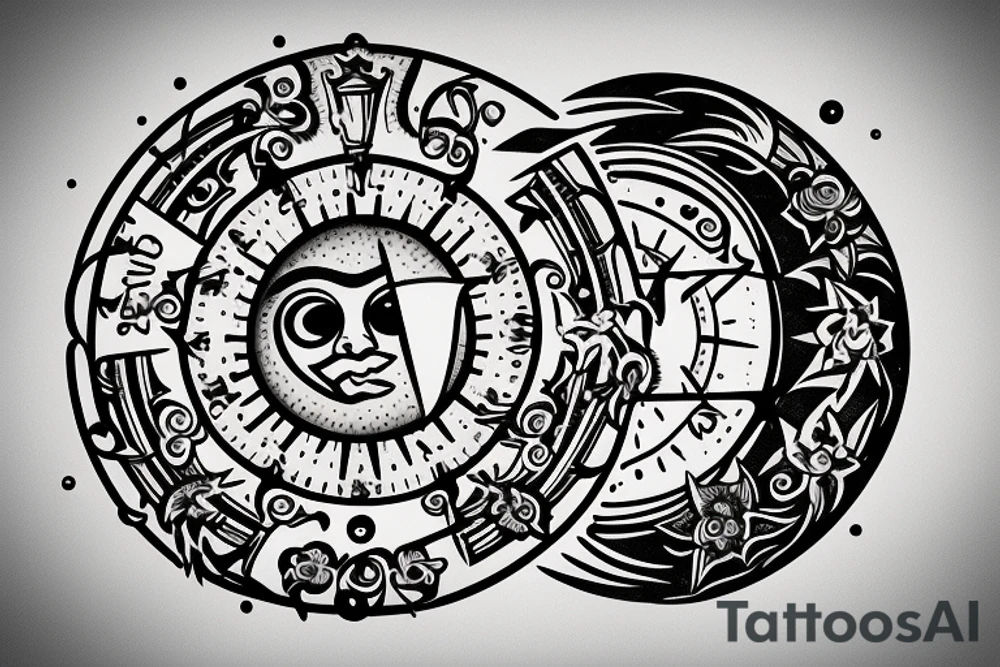 hourglass with the sun and the moon tattoo idea