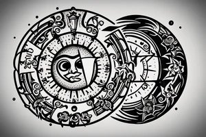 hourglass with the sun and the moon tattoo idea