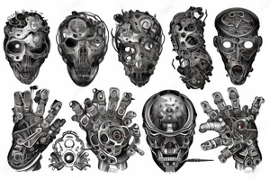 hand like machine tattoo idea