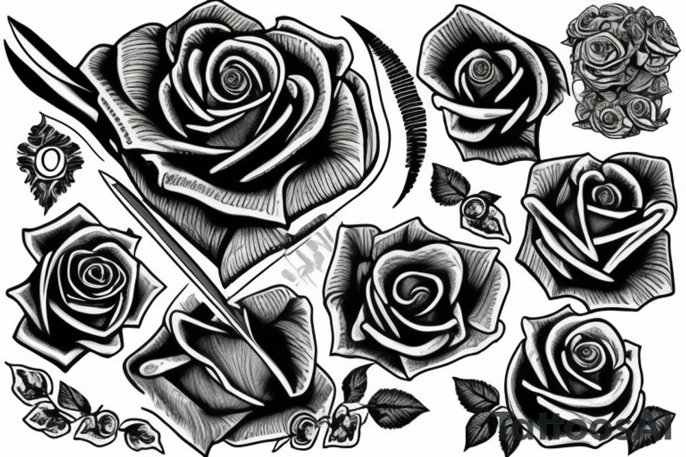 a dagger piercing the rose tattoo idea