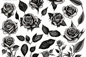 roses and leafs tattoo idea