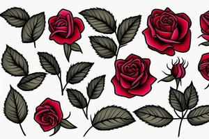 roses and leafs tattoo idea