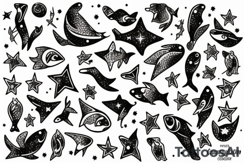 Constellation vierge et constellation poisson tattoo idea