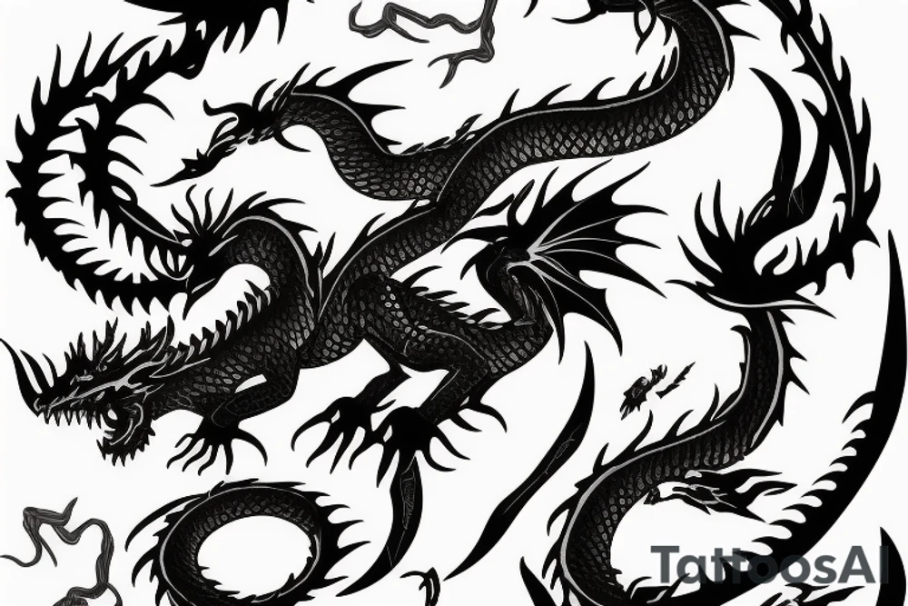 black dragon with a castle on his back tattoo idea