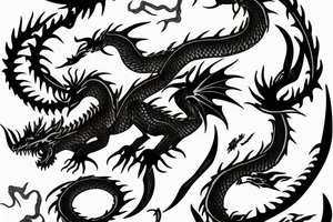 black dragon with a castle on his back tattoo idea