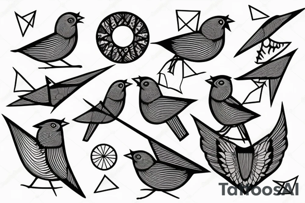 Geometric cardinal with a moon tattoo idea