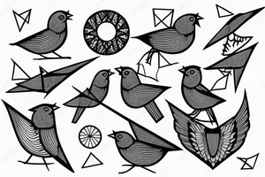 Geometric cardinal with a moon tattoo idea