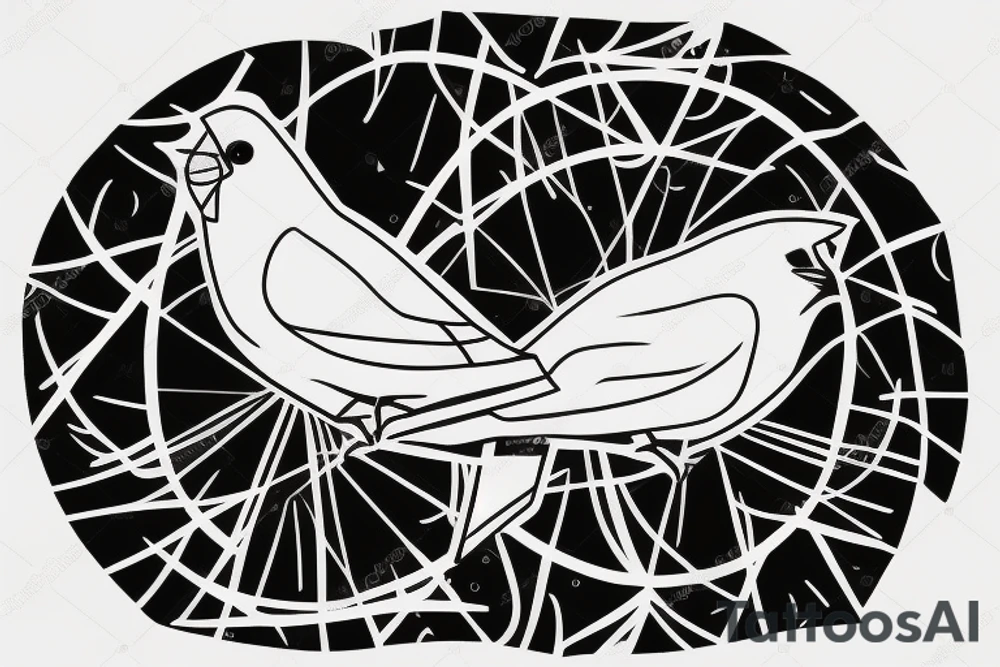 Geometric cardinal with a moon tattoo idea