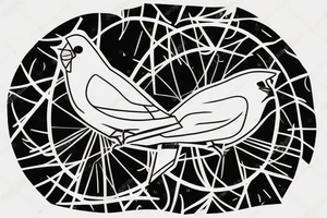 Geometric cardinal with a moon tattoo idea