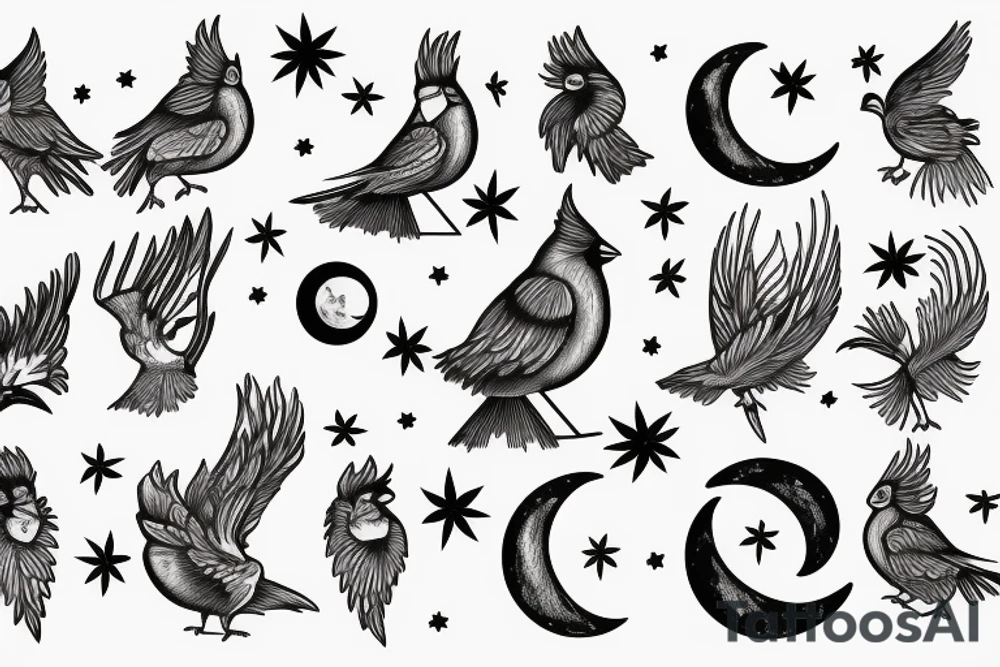 cardinal with a moon tattoo idea