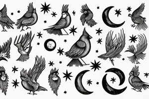 cardinal with a moon tattoo idea