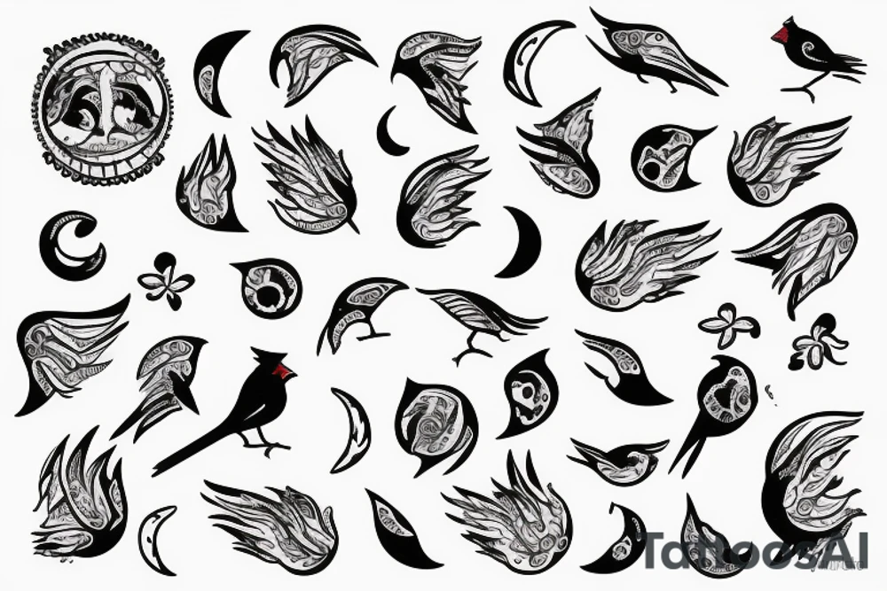 cardinal with a moon tattoo idea