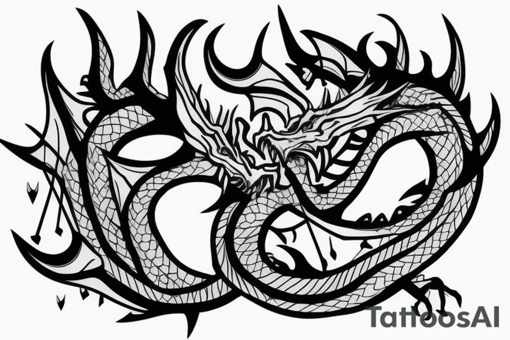 a sleeping dangerous dragon with claws and spikes puts its paws under its head cutely tattoo idea