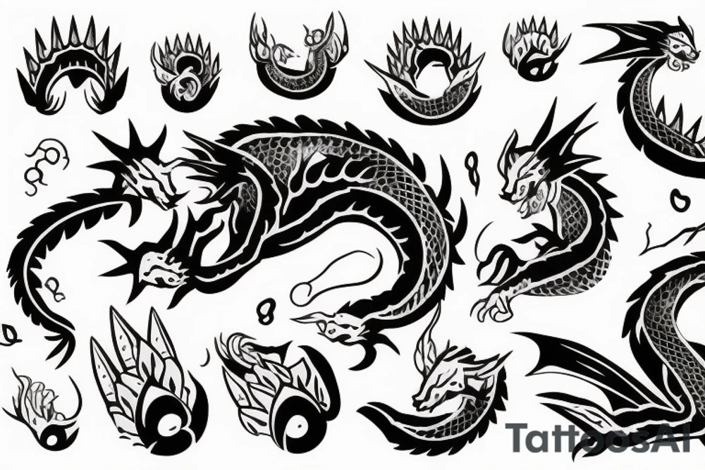 a sleeping dangerous dragon with claws and spikes puts its paws under its head cutely tattoo idea