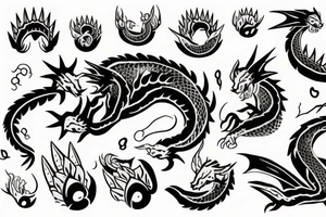 a sleeping dangerous dragon with claws and spikes puts its paws under its head cutely tattoo idea