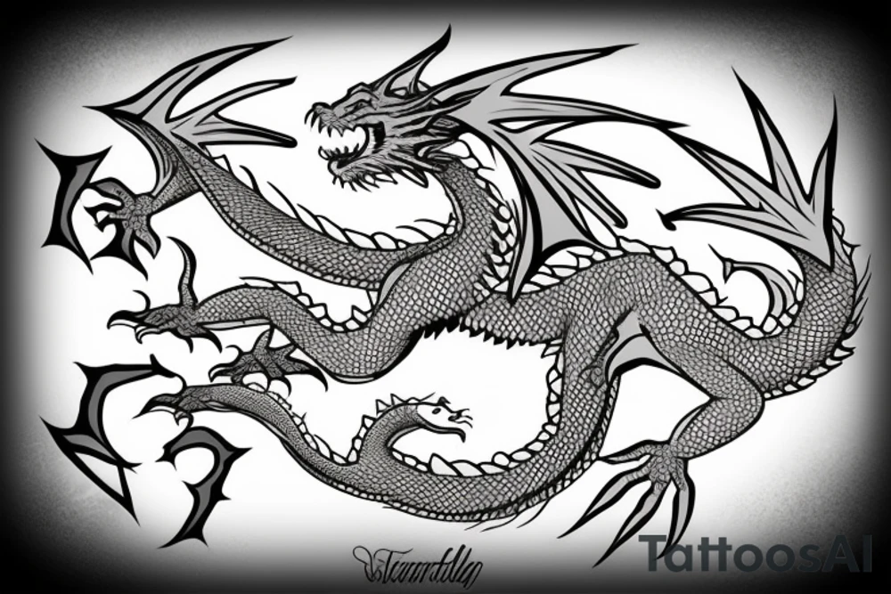 a sleeping dangerous dragon with claws and spikes puts its paws under its head cutely tattoo idea