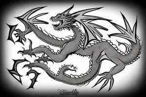 a sleeping dangerous dragon with claws and spikes puts its paws under its head cutely tattoo idea