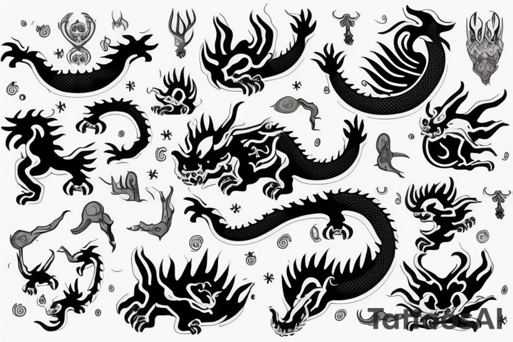 a sleeping dangerous dragon with claws and spikes puts its paws under its head cutely tattoo idea