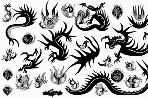 a sleeping dangerous dragon with claws and spikes puts its paws under its head cutely tattoo idea
