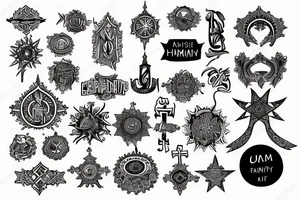 Unique Arm band showing all religions, humanity being the biggest of all tattoo idea