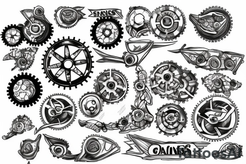 777 with gears tattoo idea