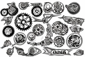 777 with gears tattoo idea