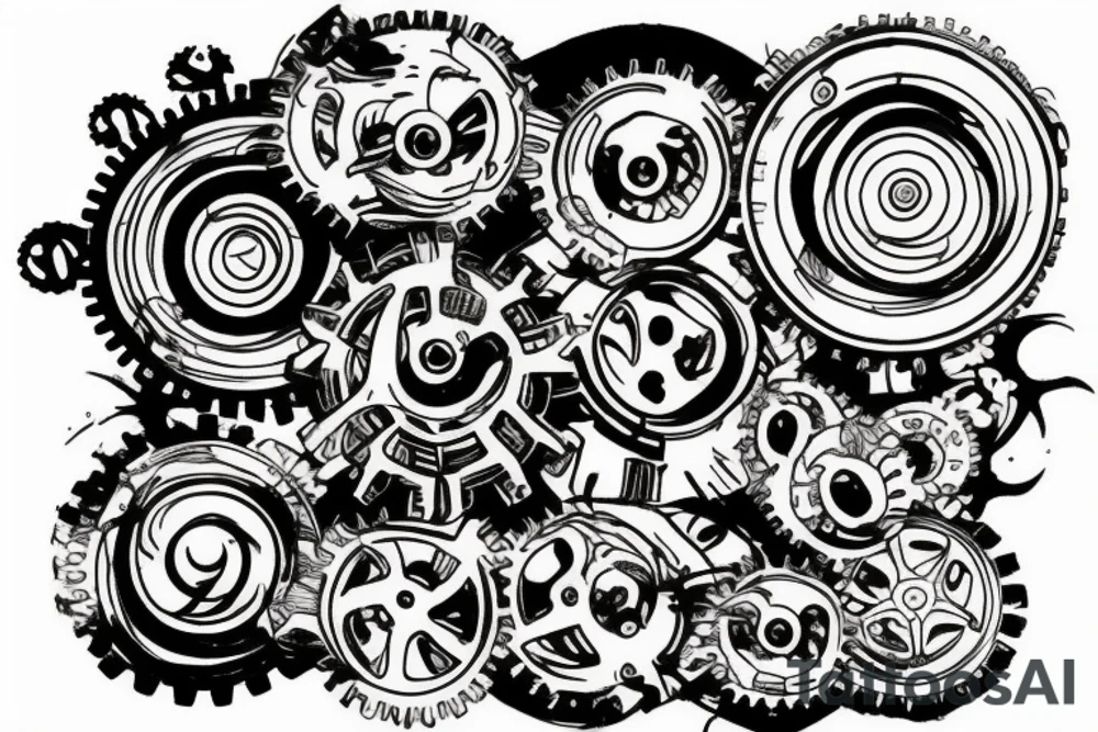 777 with gears tattoo idea