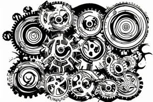 777 with gears tattoo idea